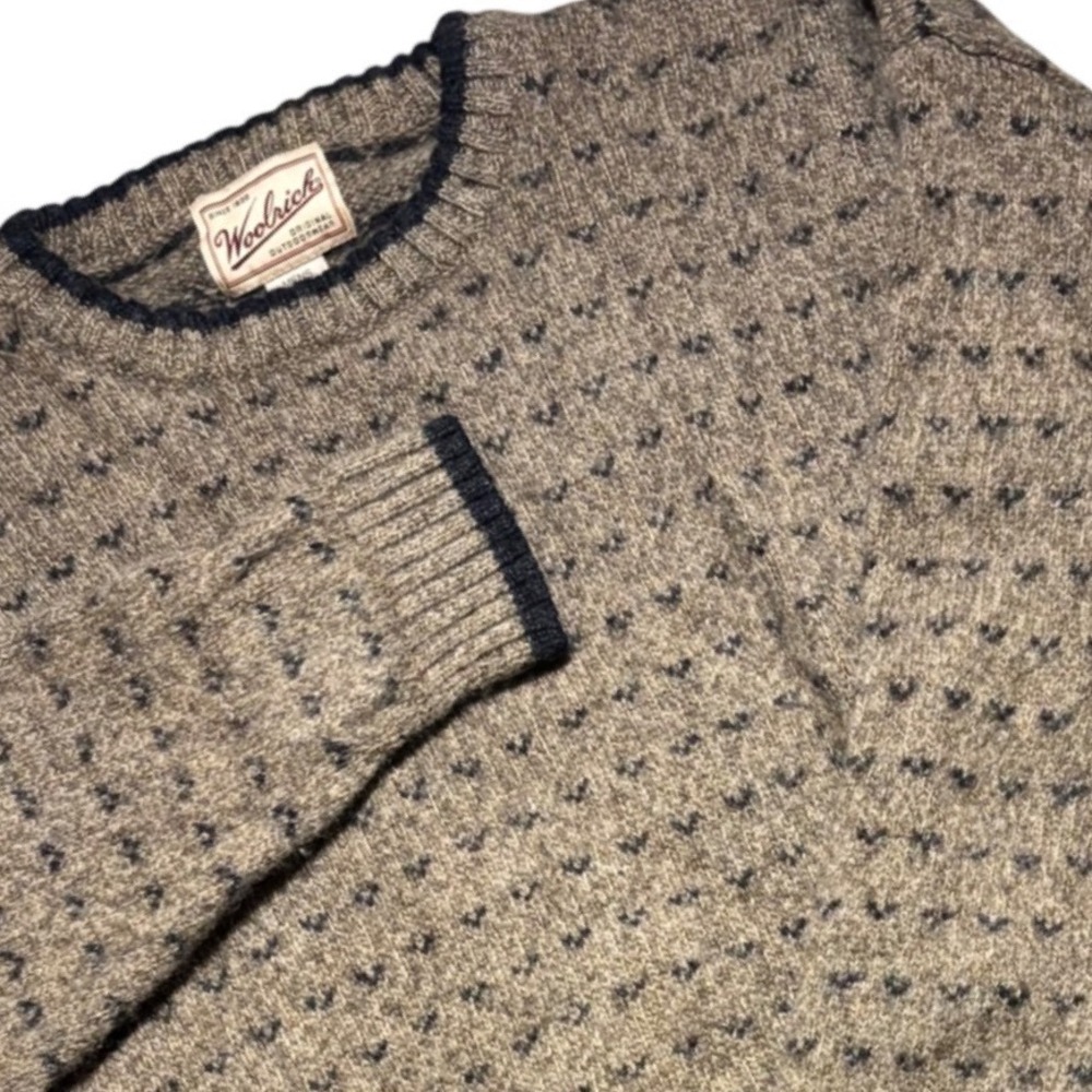 Woolrich Sweater‎ Mens XL Tall Brown  Herb Tweed Birdseye Wool Blend Knit